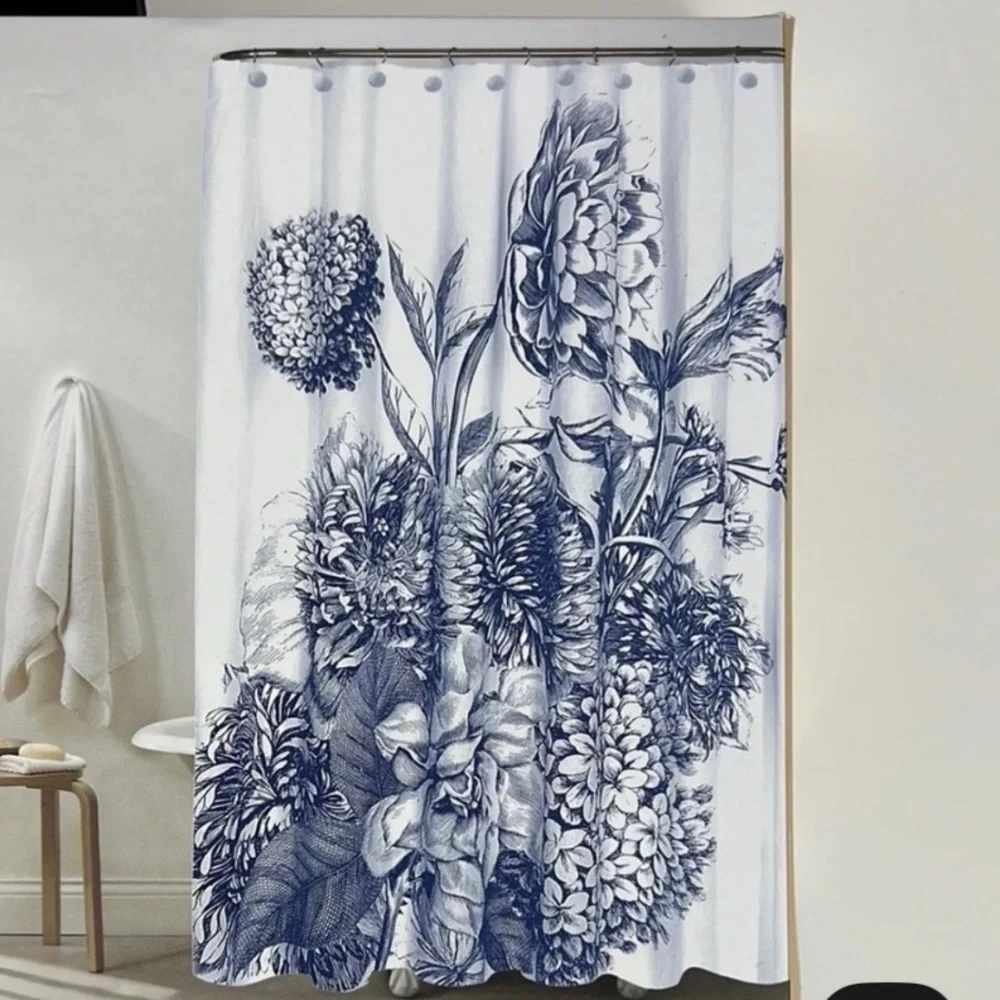 Common Thread Shower Curtain Floral Blue and White.